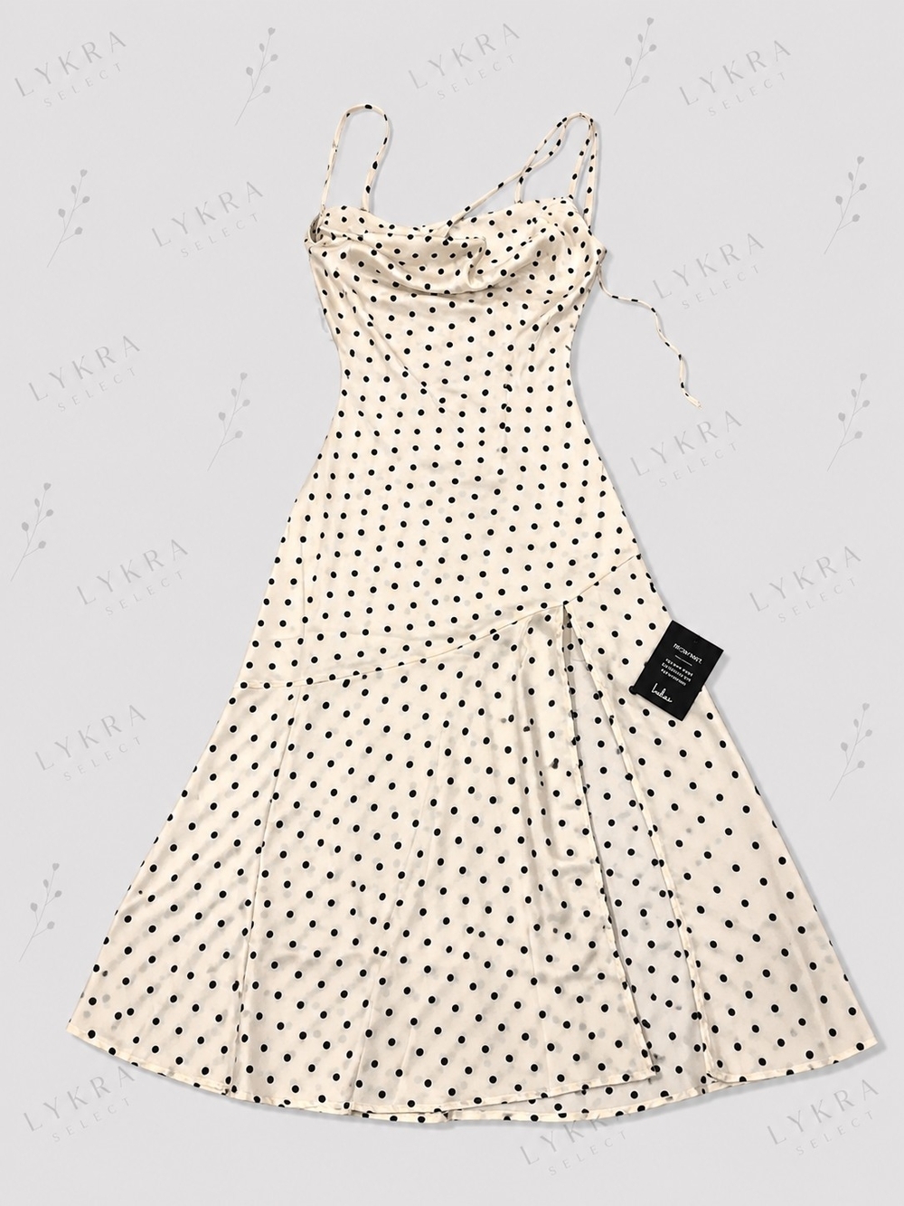 Lulu's Cream and Black Polka Dot Slip Dress - Picture 2 of 7